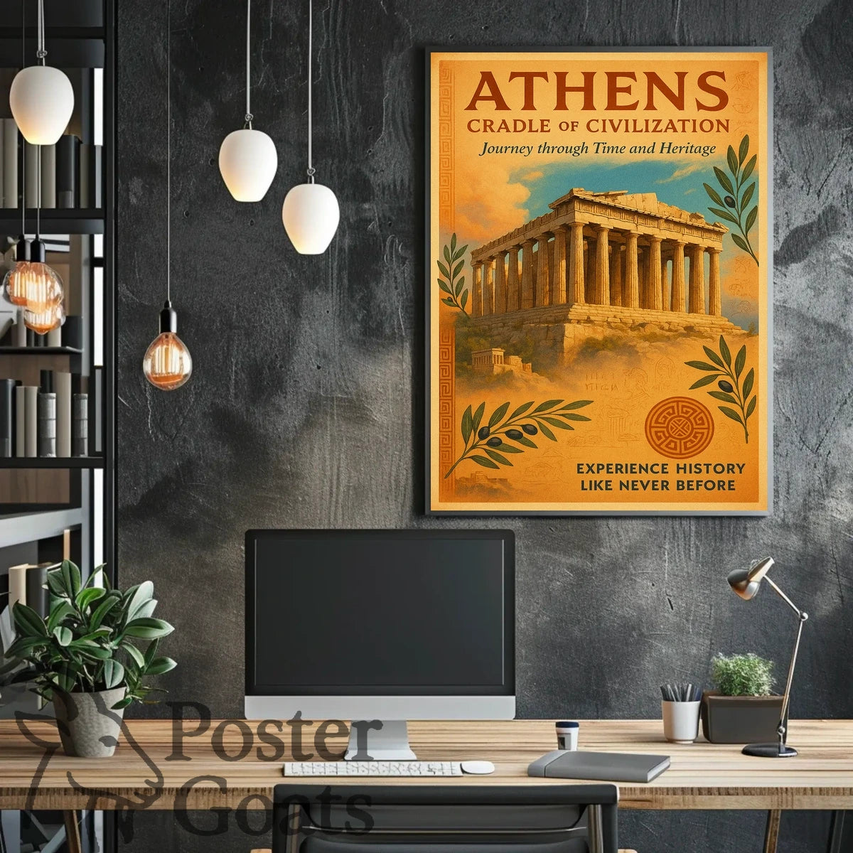 Athens Parthenon Vintage Travel Poster