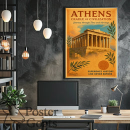 Athens Parthenon Vintage Travel Poster