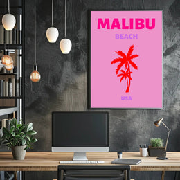 Malibu Beach Sunset Vibes Travel Poster PosterGoat