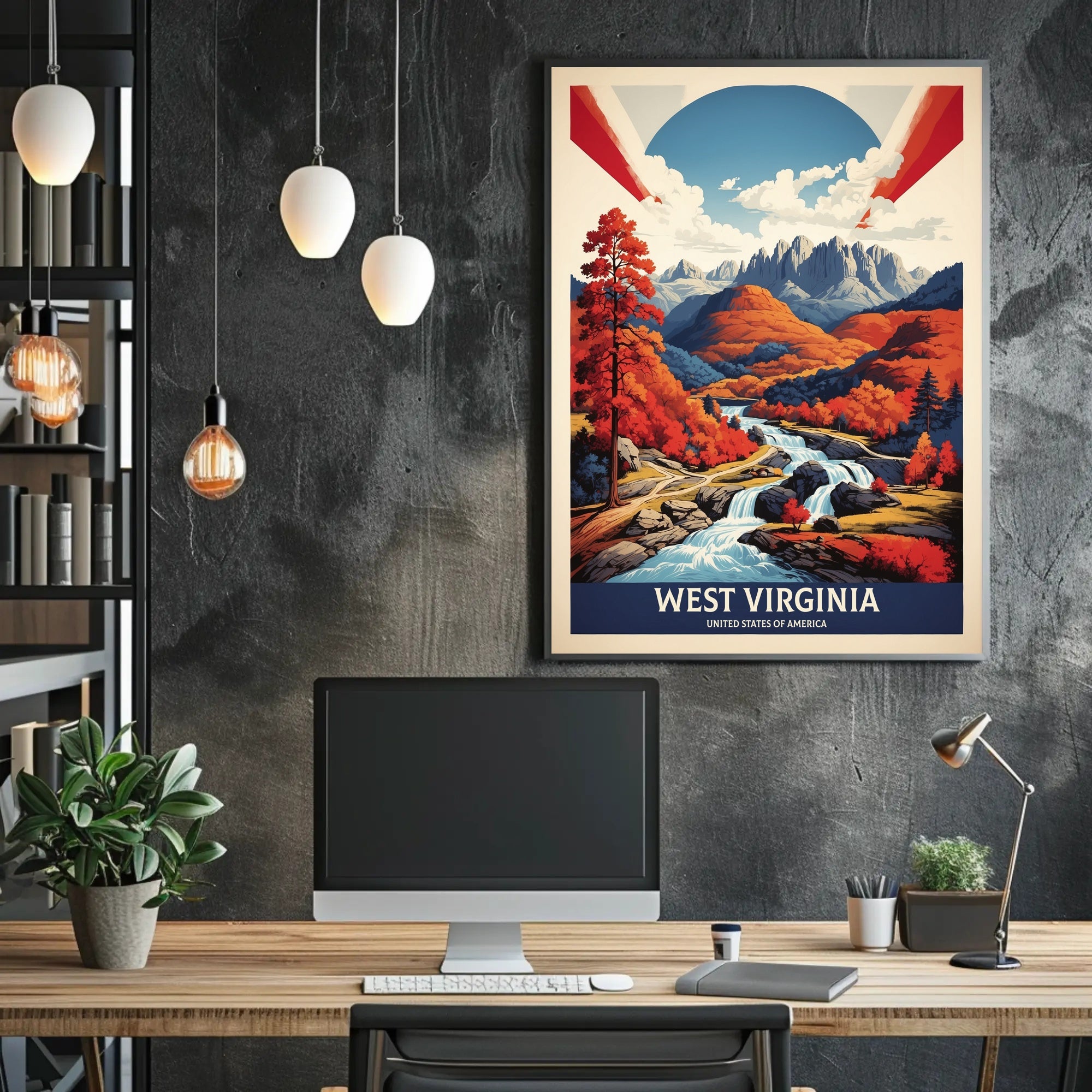 Scenic Autumn Landscape Vintage Travel Poster