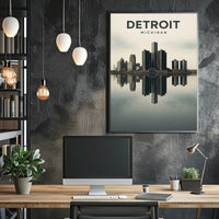 Detroit Skyline Reflection Poster