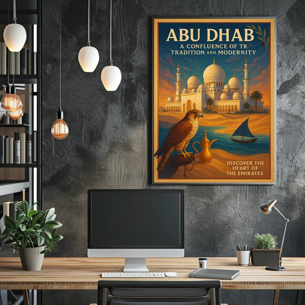 Abu Dhabi Vintage Travel Poster Celebrating Heritage and Modernity