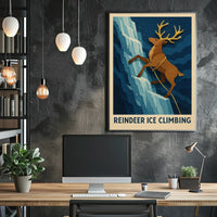 Reindeer Ice Climbing Poster