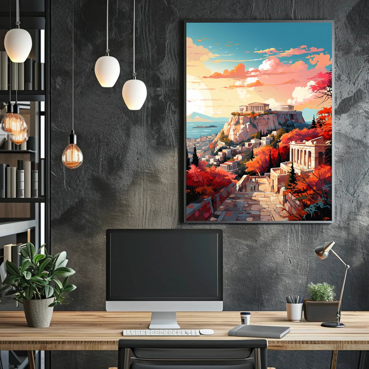 Acropolis Sunset Scenic View Travel Poster