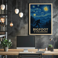 Bigfoot Colorado Poster Vintage Night Forest Wall Art
