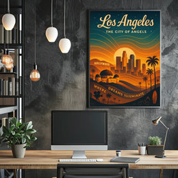 Los Angeles Dreams Illuminate Urban or Cityscape Poster