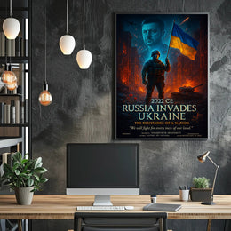 Ukrainian Resilience: Dramatic Photorealistic Political or Propaganda Poster
