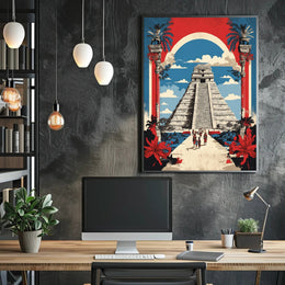 Ancient Mesoamerican Pyramid Cultural Heritage Poster
