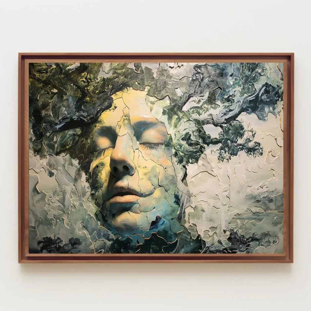 Surreal Nature-Inspired Human Face Art Poster