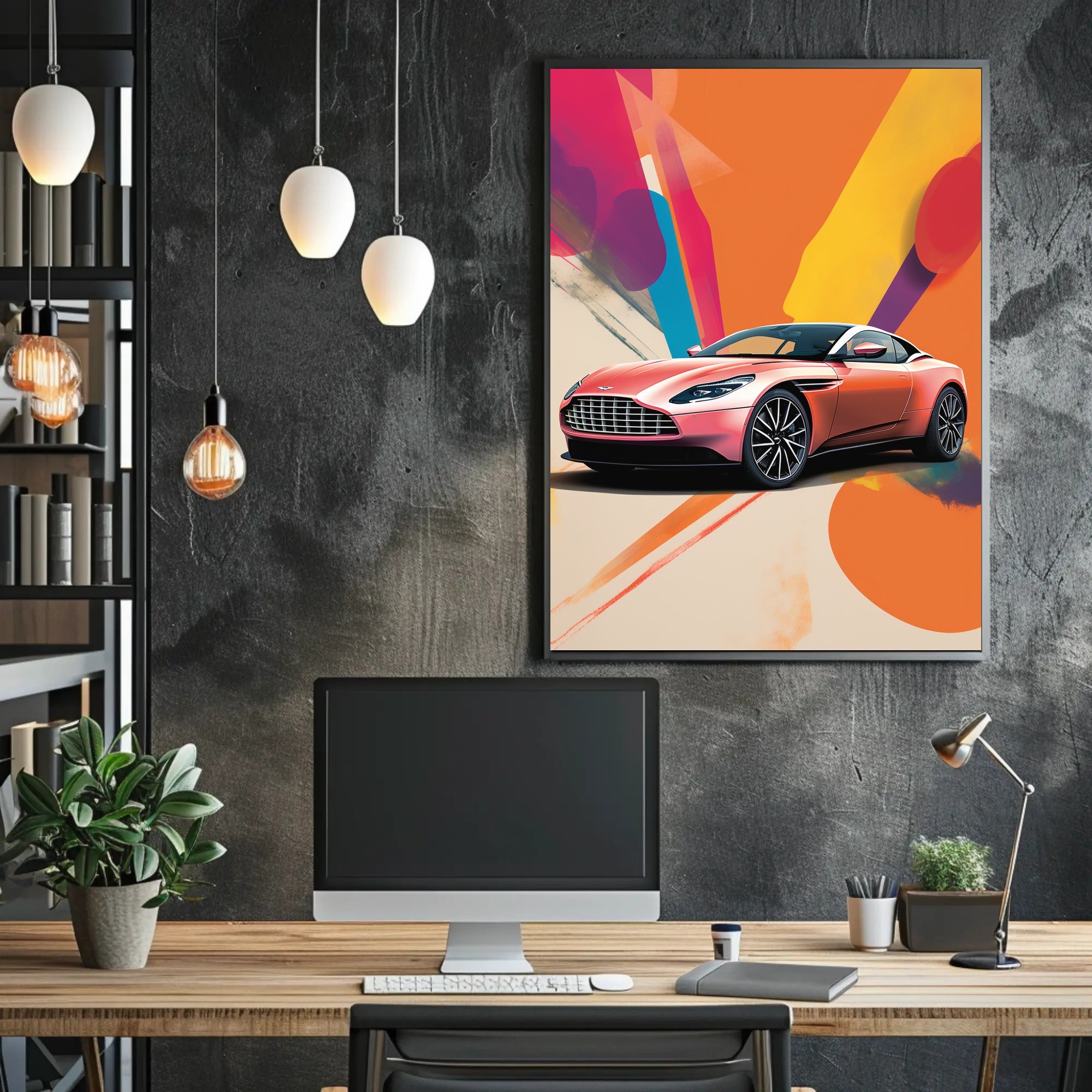 Luxury Sports Car Vibrant Abstract, Artistic, or Pop Culture Poster