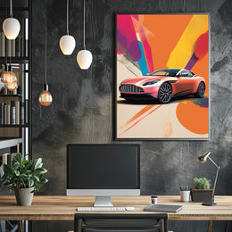 Luxury Sports Car Vibrant Abstract, Artistic, or Pop Culture Poster