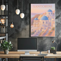 Santorini Sunset Pastel Impressionist Romantic Poster