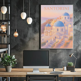 Santorini Sunset Pastel Impressionist Romantic Poster