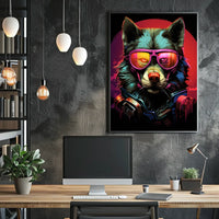Futuristic Wolf in Sunglasses Futuristic Sci-Fi Poster