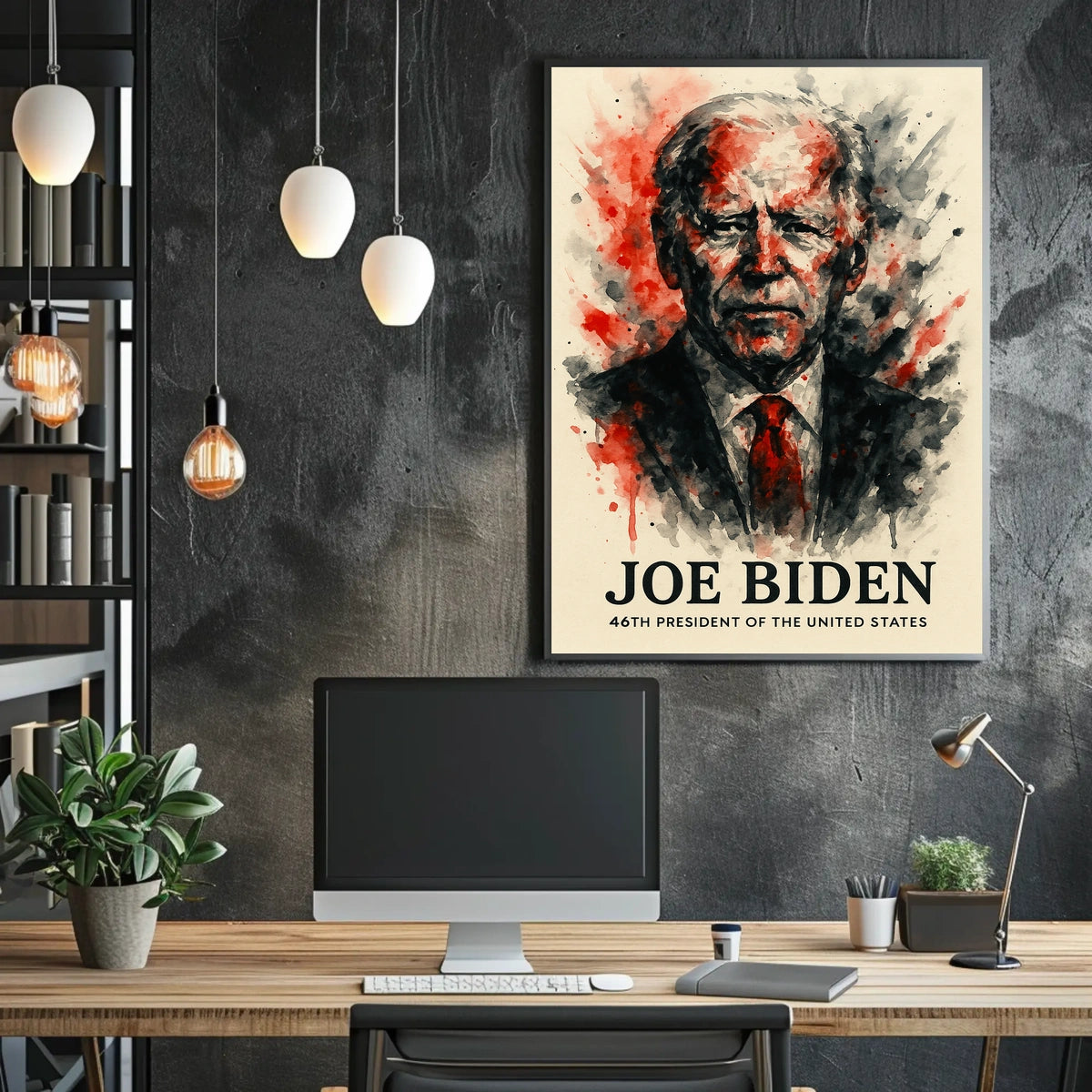 President Joe Biden Watercolor Art Poster - Historical or Presidential Poster
