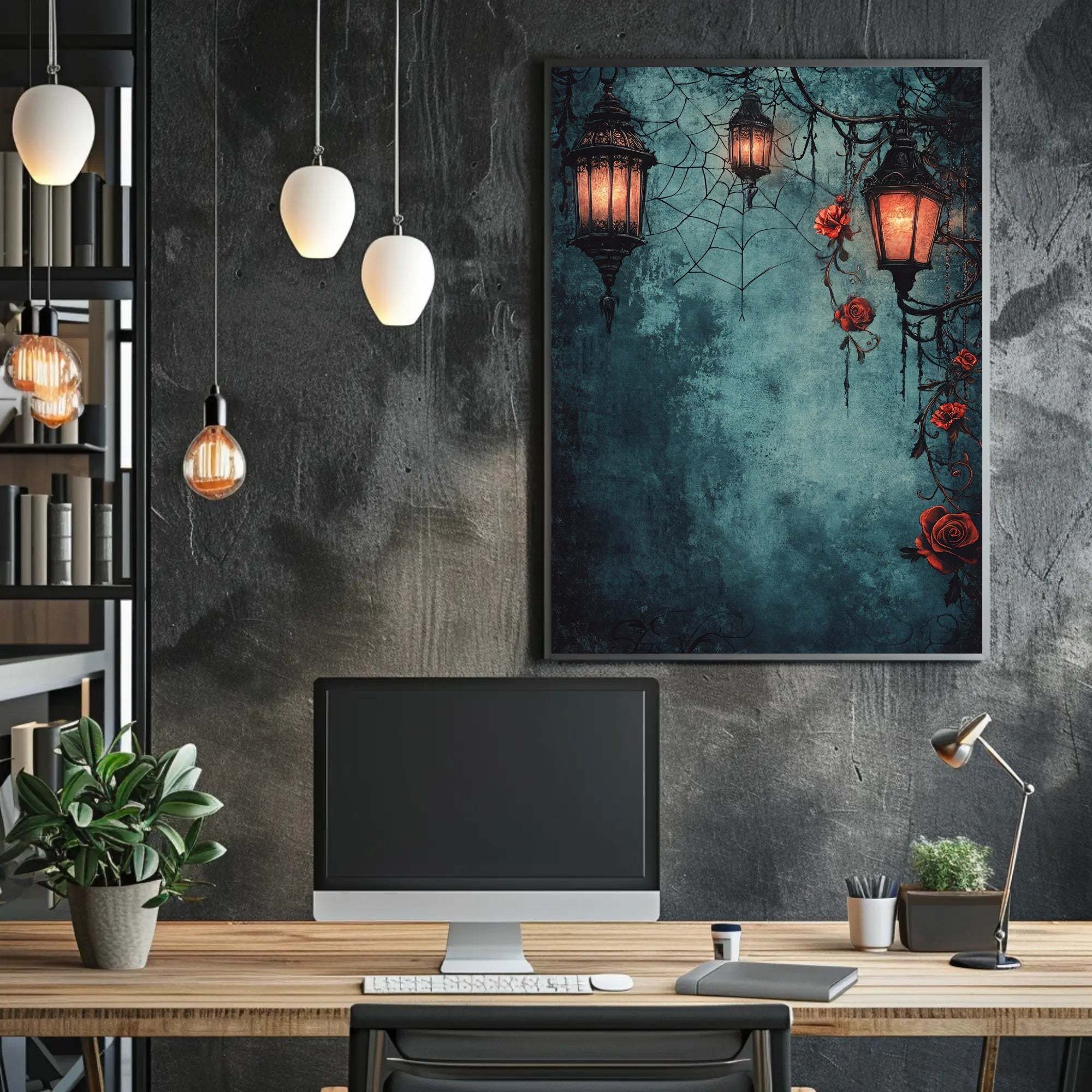 Enchanted Lanterns And Roses Poster