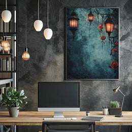 Enchanted Lanterns And Roses Poster