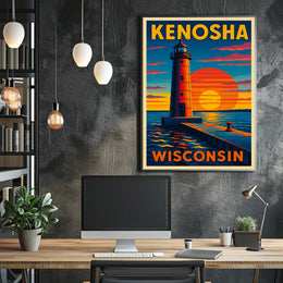 Kenosha Lighthouse at Sunset Poster