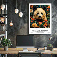 William Morris-Inspired Panda Floral Art - Artistic Poster