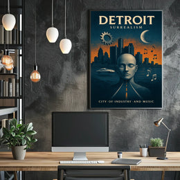Detroit Heritage Industrial Music Skyline Poster