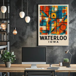Waterloo Iowa Modern Abstract Art Poster Print
