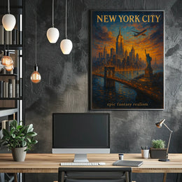 New York City Epic Fantasy Realism Poster