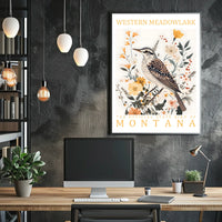 Western Meadowlark Montana State Bird Art Poster