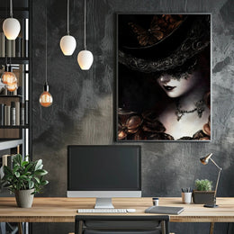 Mysterious Woman in Baroque Elegance Artistic Poster PosterGoat