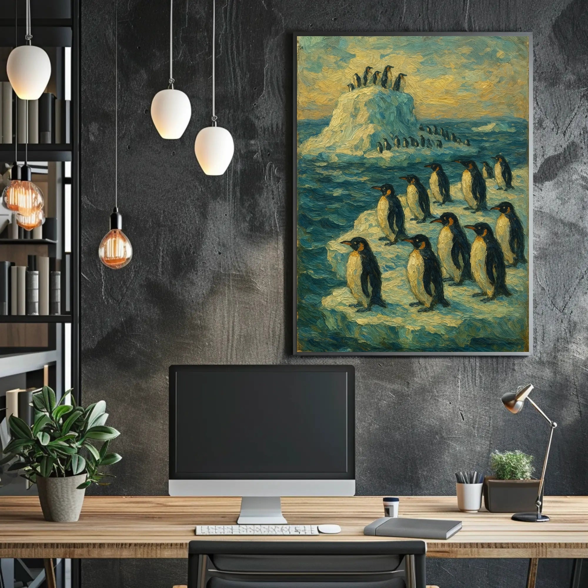 Penguins on Ice: Serene Antarctic Animal Poster