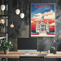 Kansas State Capitol Patriotic Vintage Travel Poster