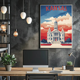 Kansas State Capitol Patriotic Vintage Travel Poster