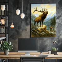 Majestic Elk in the Mountains Poster PosterGoat