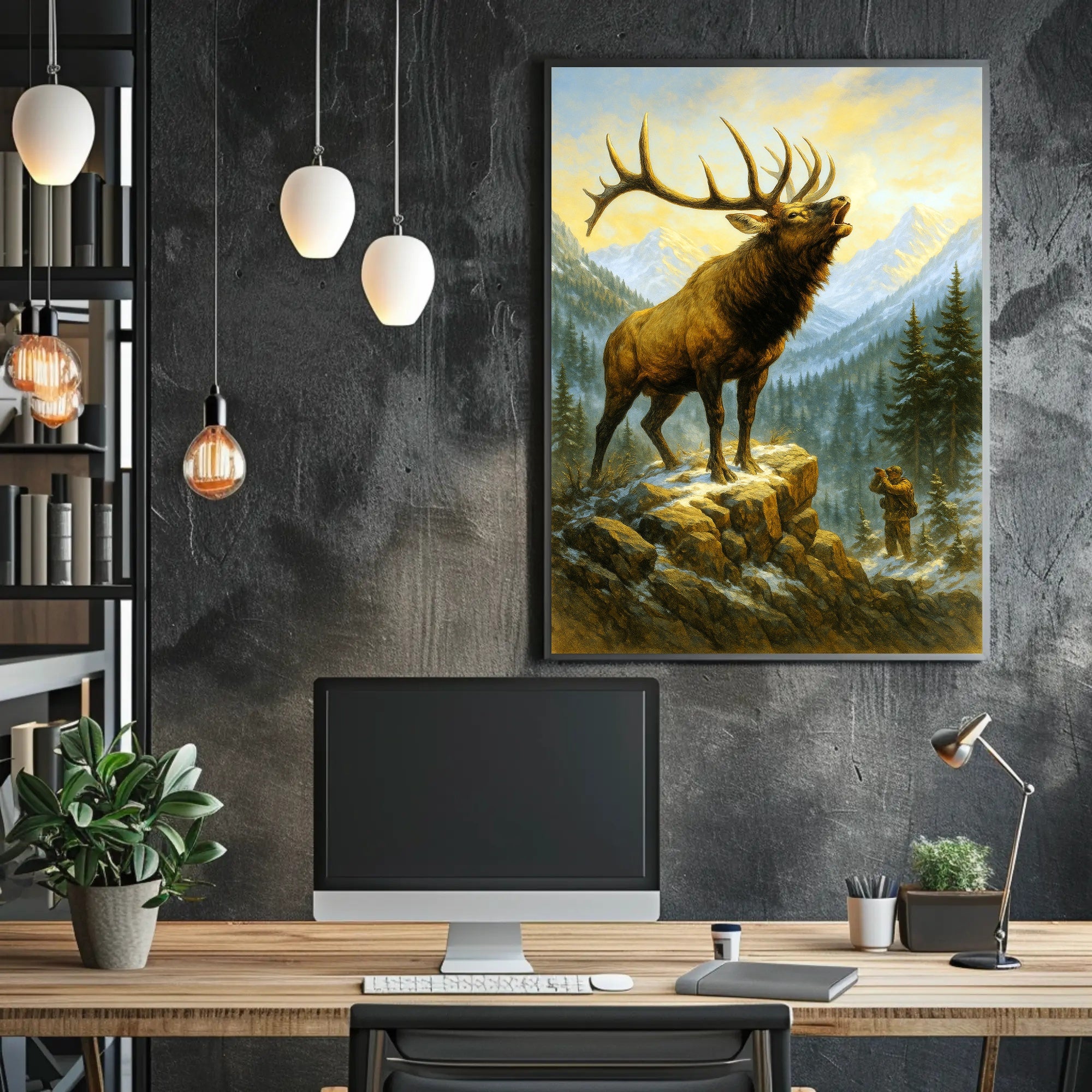 Majestic Elk in the Mountains Poster PosterGoat
