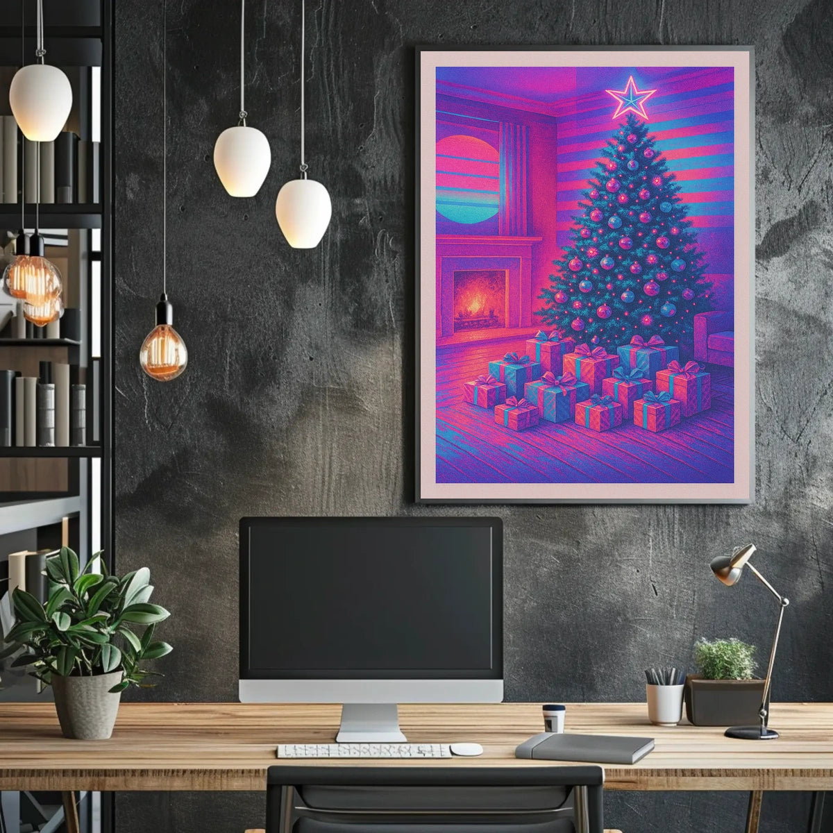 Neon Christmas Celebration Poster