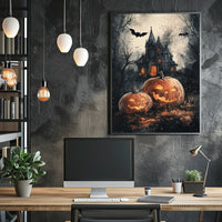 Spooky Gothic Mansion Halloween Scene - Cultural Poster