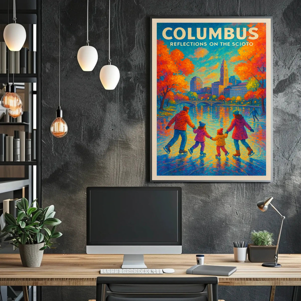Columbus Reflections On The Scioto Poster