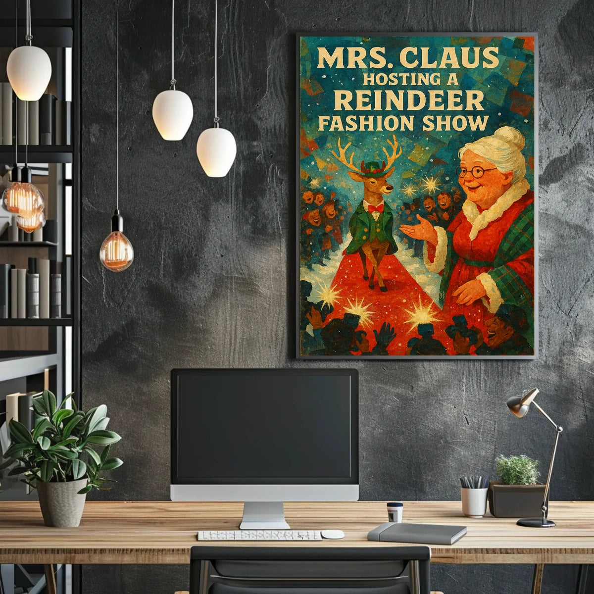 Whimsical Reindeer Fashion Show: Festive Pop Culture Poster