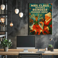 Whimsical Reindeer Fashion Show: Festive Pop Culture Poster