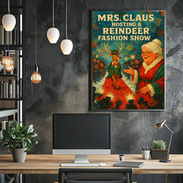 Whimsical Reindeer Fashion Show: Festive Pop Culture Poster