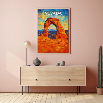 Nevada Desert Arch Red Rock Landscape Poster Poster