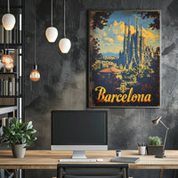Barcelona's La Sagrada Familia Vintage Travel Poster