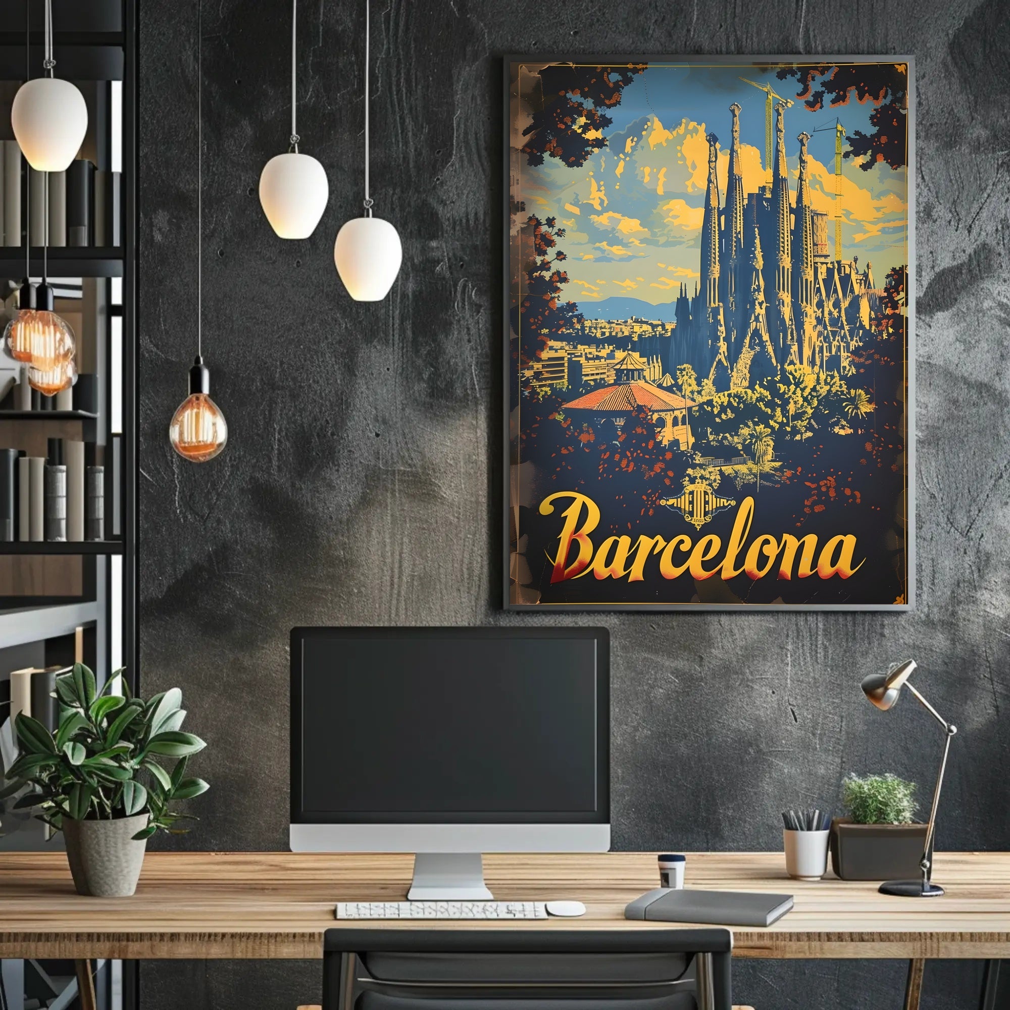 Barcelona's La Sagrada Familia Vintage Travel Poster
