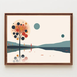 Reflective Autumn Landscape Minimalist Art Poster