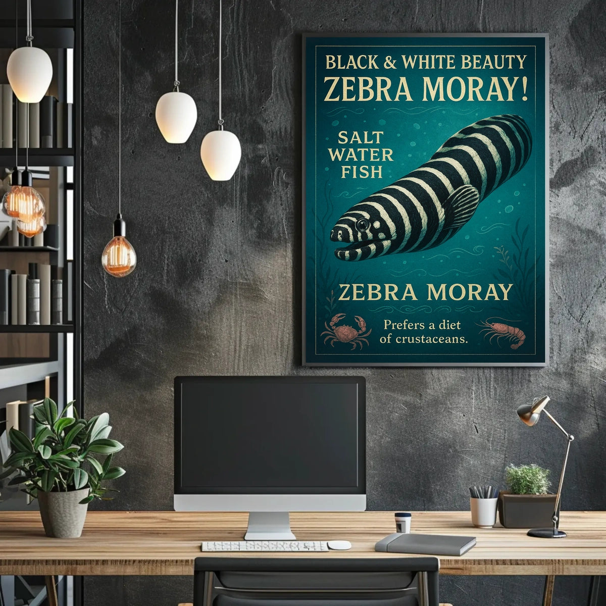 Zebra Moray Vintage Art Animal Poster