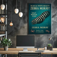 Zebra Moray Vintage Art Animal Poster