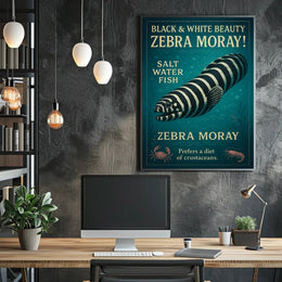 Zebra Moray Vintage Art Animal Poster