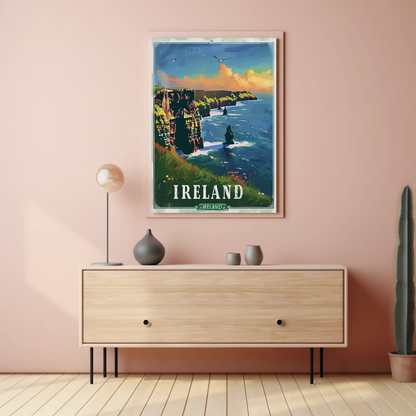 Ireland Cliffs Of Moher Coastal Atlantic Scene Travel Poster