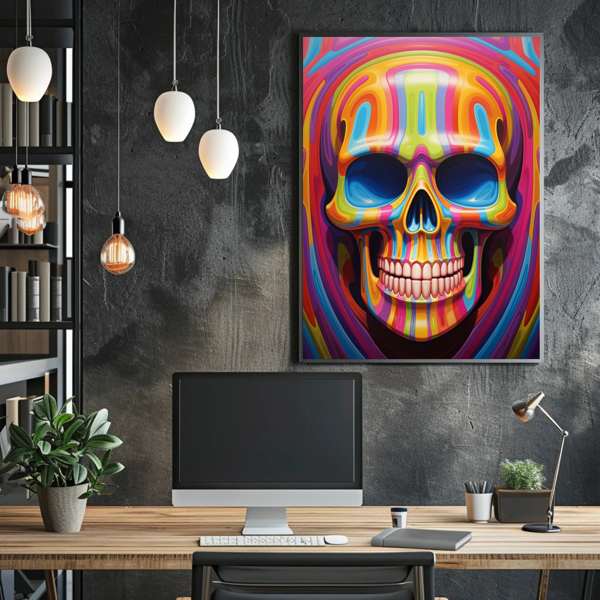 Vibrant Skull Art Poster PosterGoat