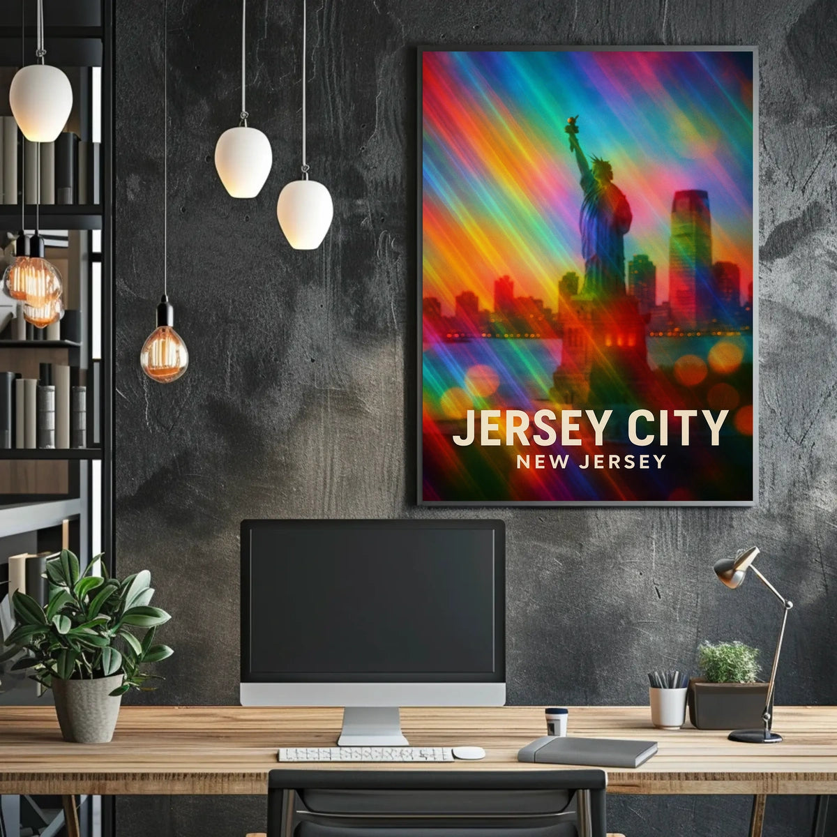 Jersey City Harbor Skyline Urban Realism Collector Poster
