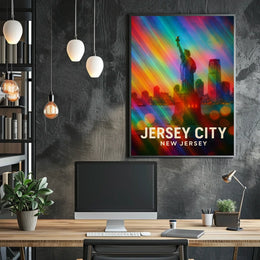 Jersey City Harbor Skyline Urban Realism Collector Poster